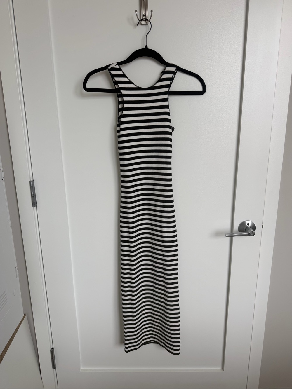 Zara Black and White Striped Racerback Maxi Dress